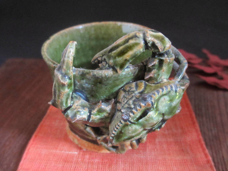 楽天市場】ぐい呑み □ 浜田敦士 総織部 蟹ぐい呑 （共箱）【和食器