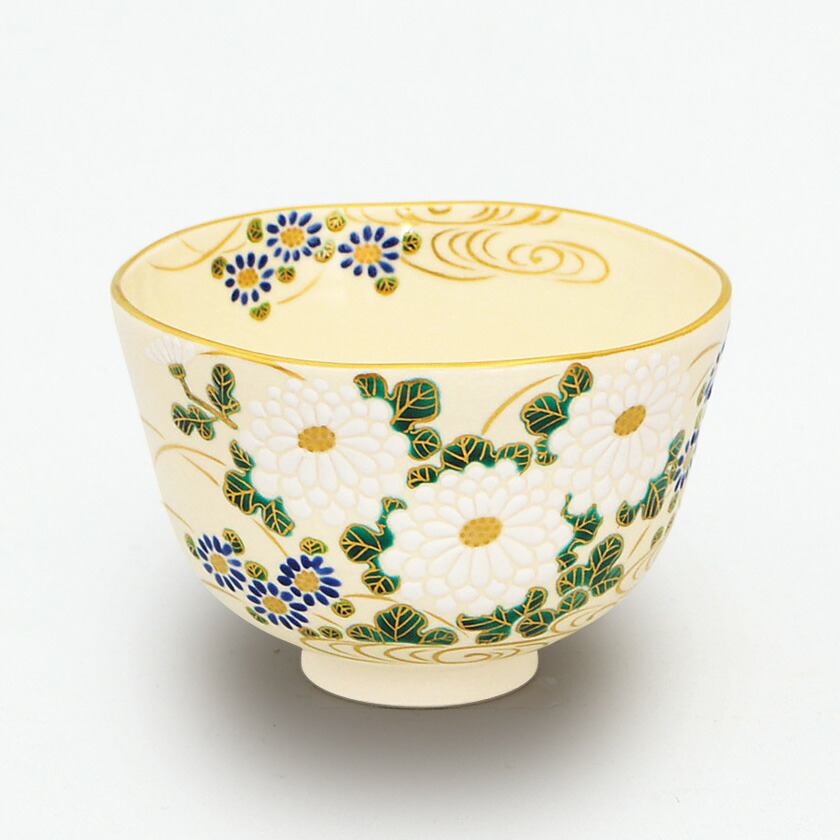 加藤永起作 茶碗 色絵 六瓢四君子