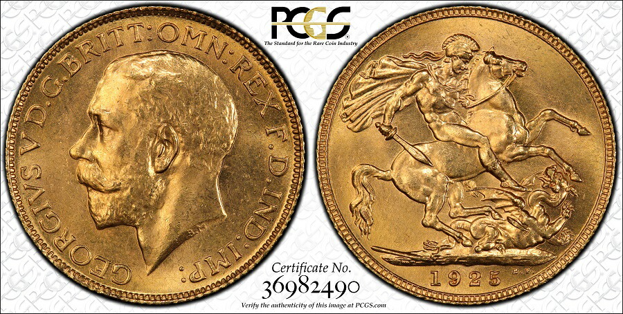 楽天市場】PCGS鑑定 1925年 MS65 イギリス ジョージ5世 ソブリン金貨