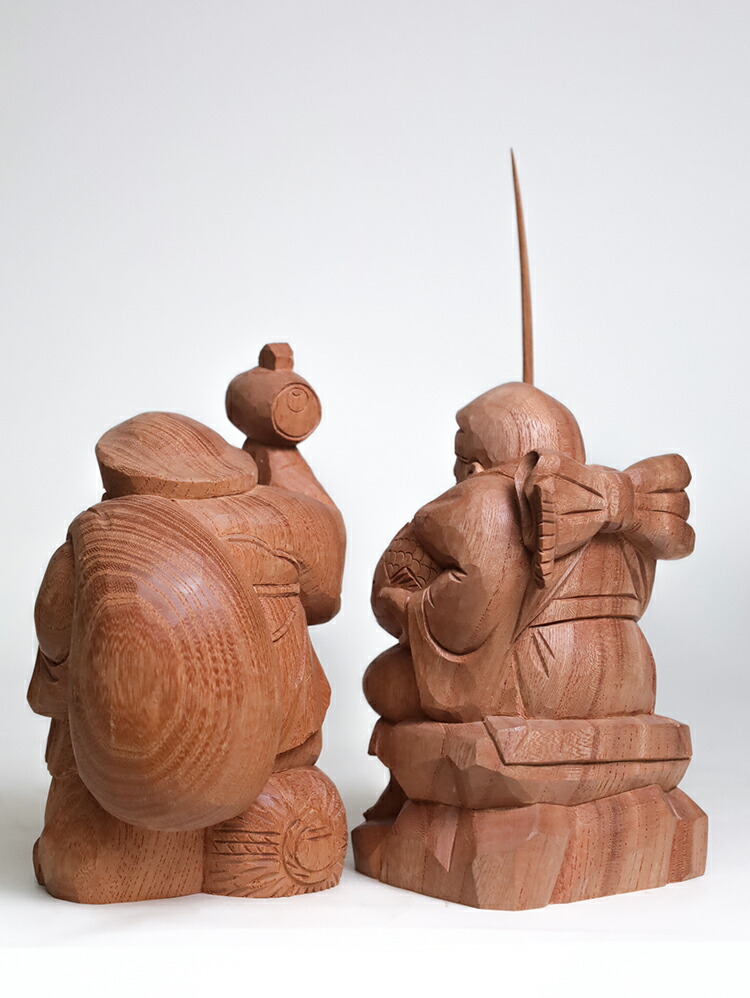 楽天市場】恵比寿大黒 木彫り一刀彫 / 素材：けやき（置物 木彫 縁起物