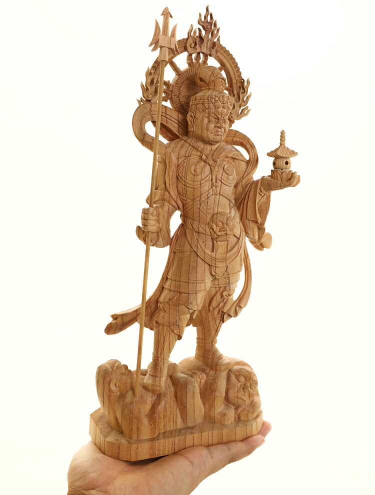 楽天市場】【総高33cm】毘沙門天 木彫り 仏像 縁起物 〜『一刀彫