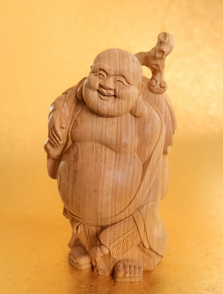 木彫り 布袋様 台座付き 楽天市場】布袋様 置物 木彫り 布袋さん