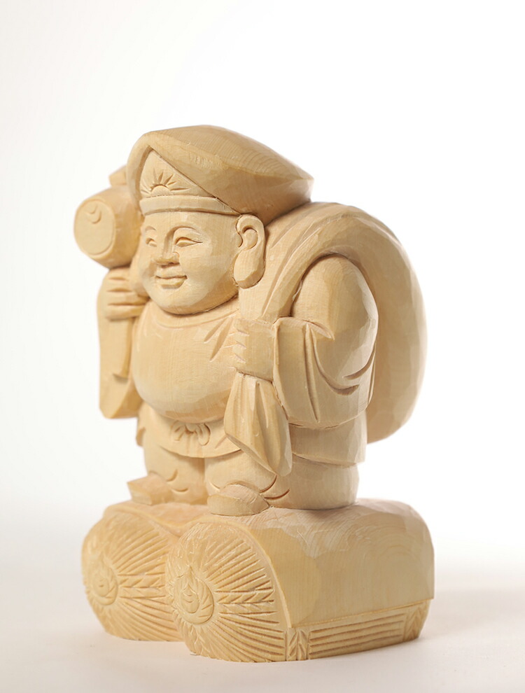 楽天市場】【総高13cm】大黒様 木彫り 置物 一刀彫 / 素材：桧（大黒天