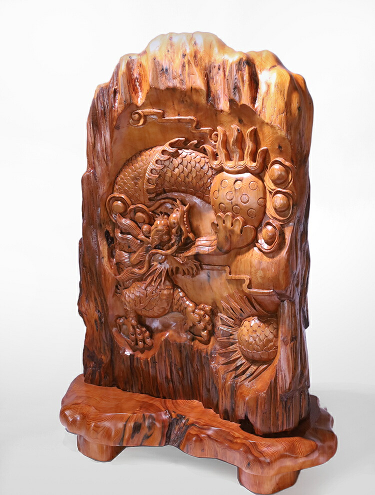 楽天市場】【総高102cm】屋久杉 衝立 木彫龍 一刀彫 / 素材：屋久杉