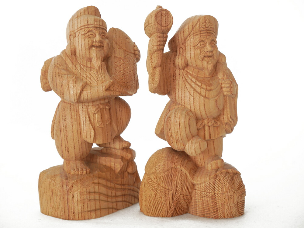 大黒様、恵比寿様 欅株一刀彫 66cm 大黒様、恵比寿様 欅株一刀彫 66cm