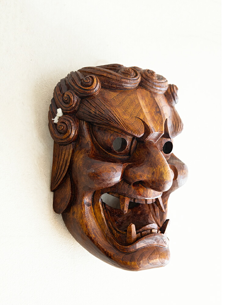 楽天市場】お面 不動明王 壁掛け用 仕様：無垢 / 素材：楠(木 木彫