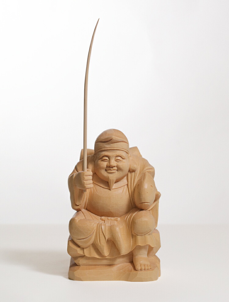 楽天市場】【総高31cm】恵比寿 木彫り 置物 一刀彫 / 材料：桧（縁起物