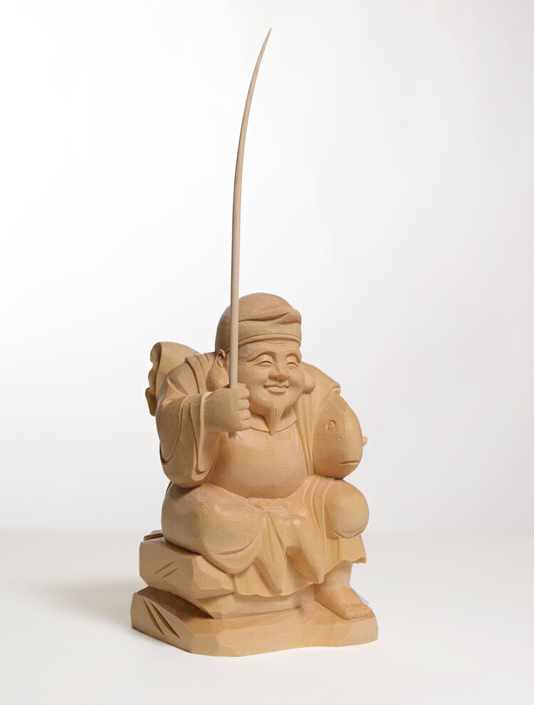楽天市場】【総高31cm】恵比寿 木彫り 置物 一刀彫 / 材料：桧（縁起物