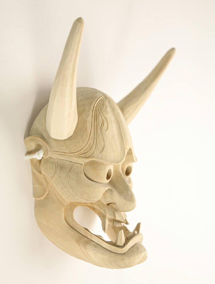 般若面 木彫り 楠面 能面 お面 [AiO JAPAN] 般若面 匠の技術で彫られた