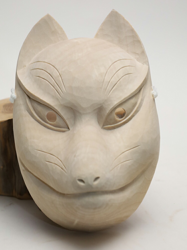 楽天市場】お面 木彫り天狐 壁掛け 仕様：無垢 / 素材：楠(木 木彫