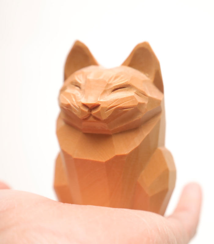 楽天市場】猫 木彫り 置物 仕様：無垢／素材：ひば（作家物 縁起物