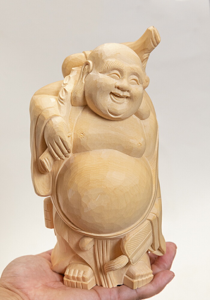 楽天市場】【総高21cm】布袋様 木彫り 置物 仕様：無垢 / 素材：桧