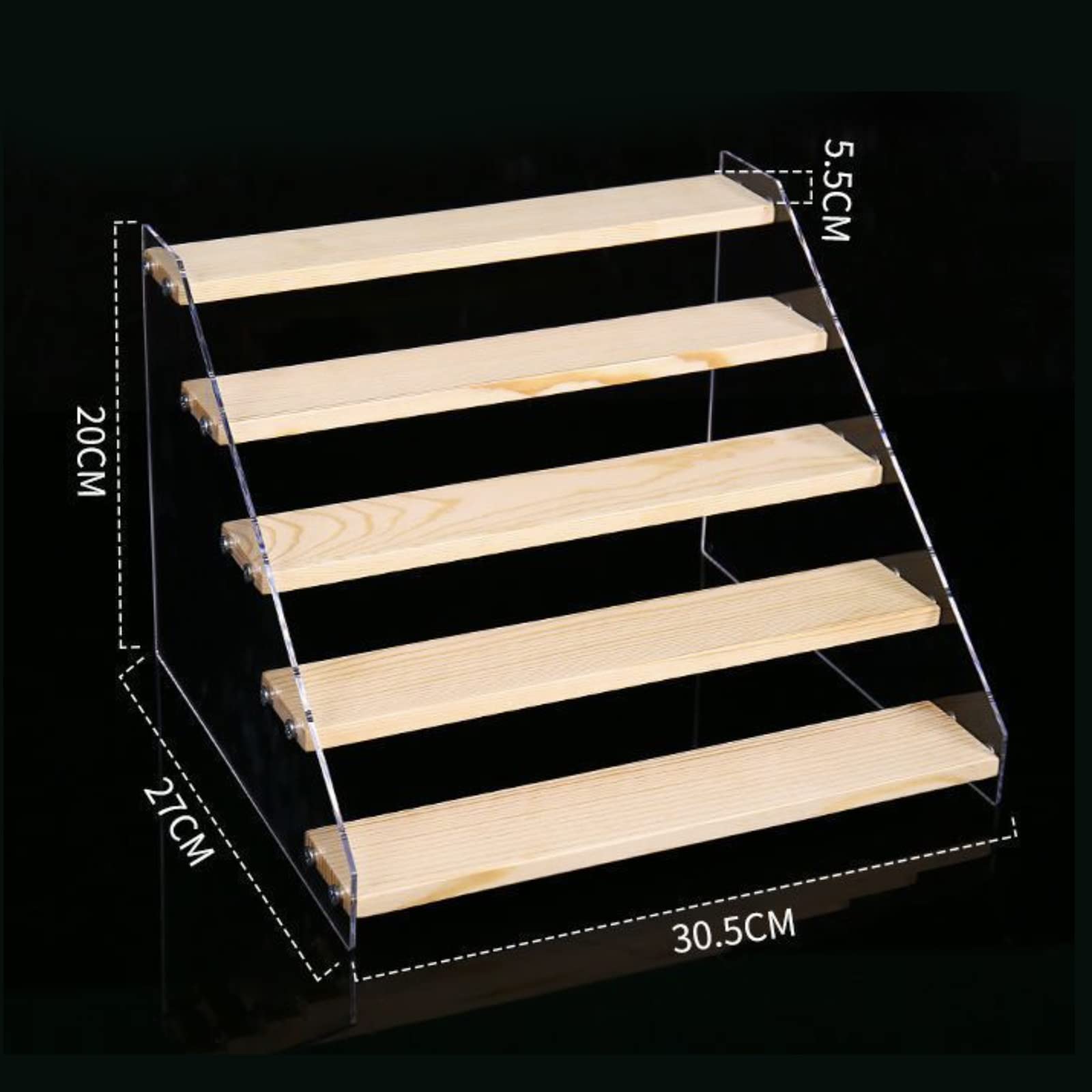 楽天市場】5段 アクリル陳列 展示台 ディスプレイスタンド 木製 階段状