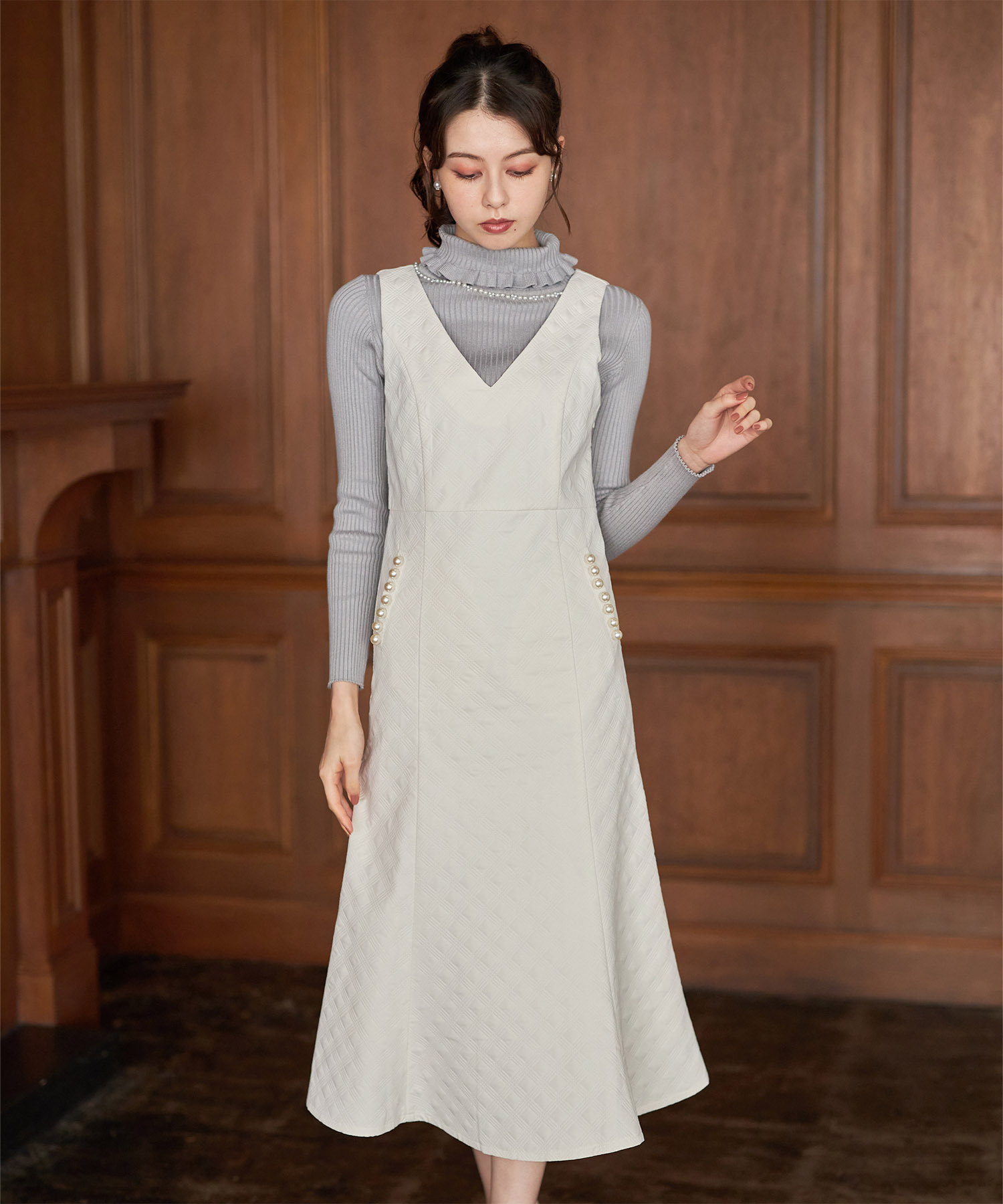 楽天市場】ポケットパール付きキルティングジャンパースカート