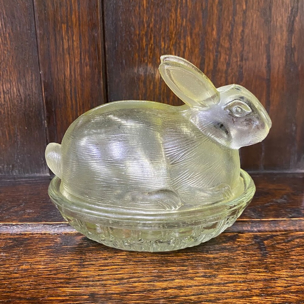 エッグ型 ガラス製 トリンケットボックス 小物入れ アンティーク 金彩