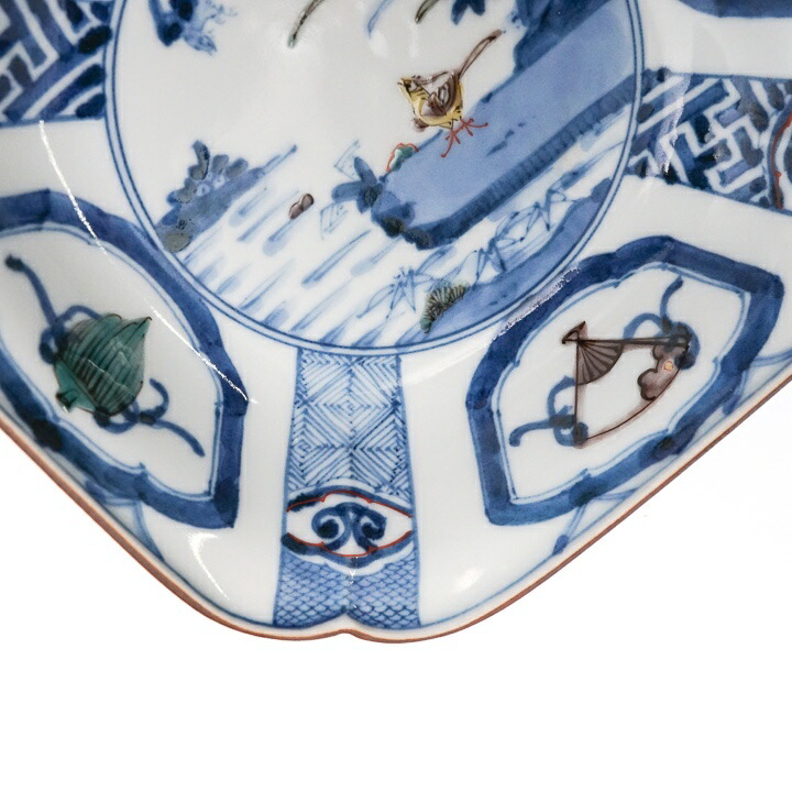 メ3795 大名品古九谷大皿手描きの青九谷ならではの色彩が美しい逸品