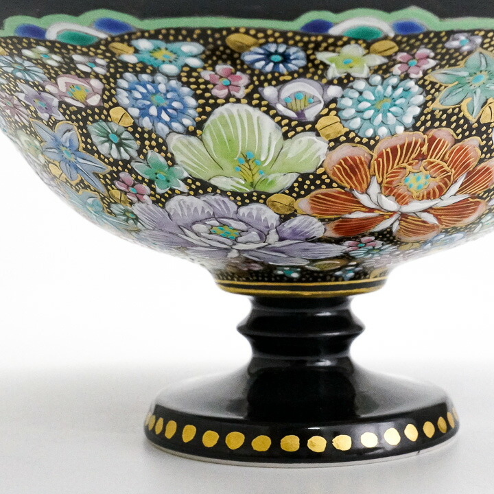 九谷焼花器⁄穂光⁄百人一首美品金色装飾 九谷焼 逸品物花瓶