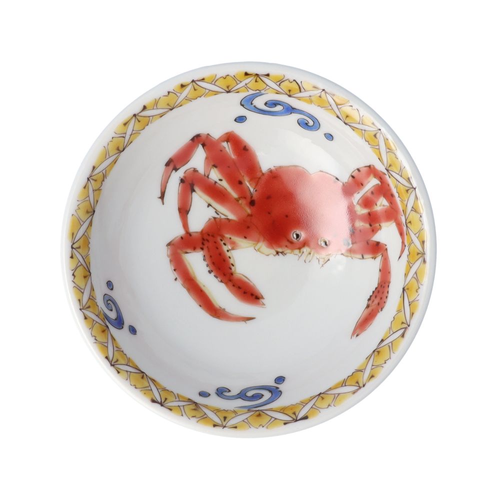 九谷焼 山田義明作 魚文 組盃 三客 共箱 M R4581 九谷焼 山田義明作 魚