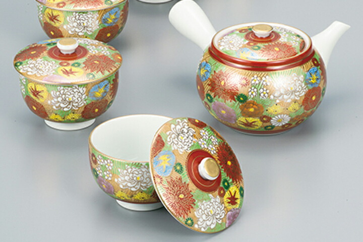 九谷焼 香合 花の図 春夏秋冬 茶道具 在銘 九谷焼 香合 花の図 春夏