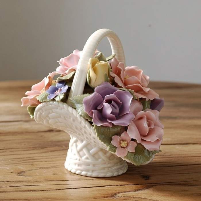 楽天市場】陶花 置物 陶器 花 イタリア オーナメント クラシック