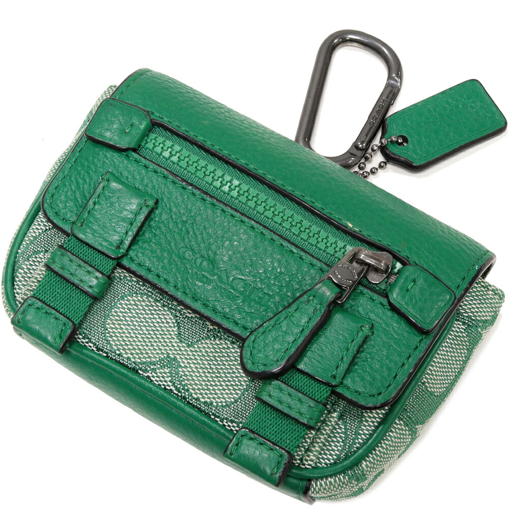 楽天市場】コーチ ポーチ バッグチャーム シグネチャー カラビナ付き