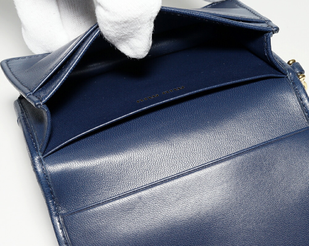 miu miu ネイビー カードポケット付きiPhoneケース miu miu ネイビー