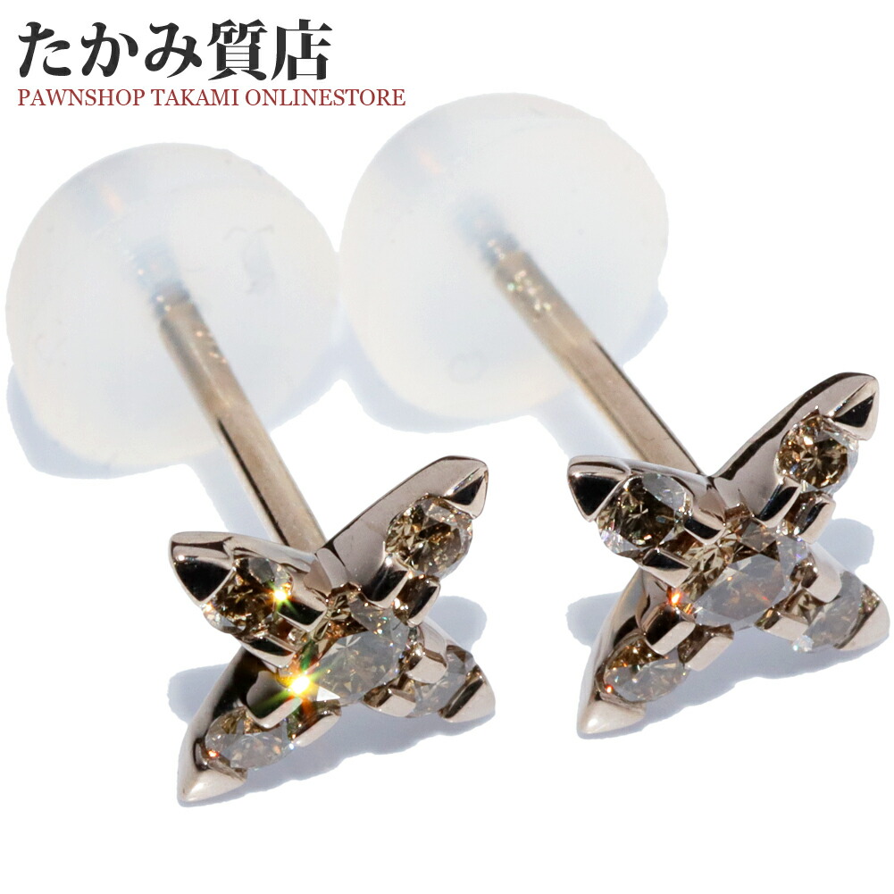 楽天市場】カシケイ ピアス K18BG ダイヤ0.23ct ネイキッドピアス