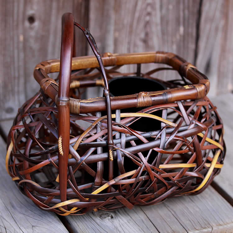 楽天市場】【一点限り】渡辺竹清作 鳳尾竹乱れ編み花籠（Japanese