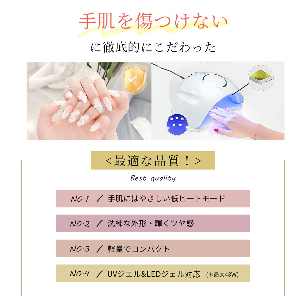 楽天市場】【楽天1位獲得・高評価☆4.66｜】 LED UV ネイルライト 48W
