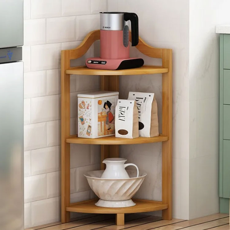 楽天市場】角置き ラック 3段 本棚 玄関 竹 オープンラック 収納