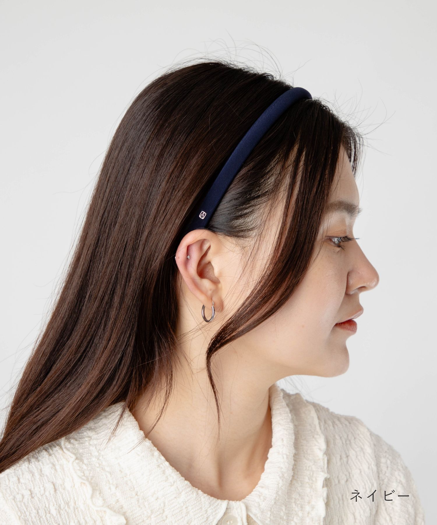 ALEXANDRE de Paris アレクサンドルネイビーヘアバンド
