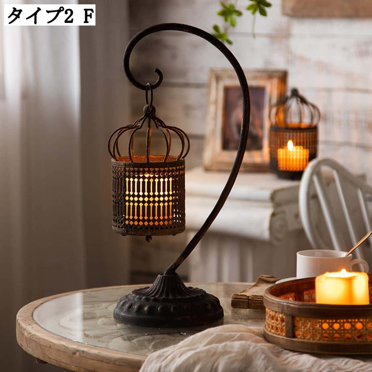 アンティーク 木製のキャンドルスタンド 2本セット ペア ツイスト 蝋燭