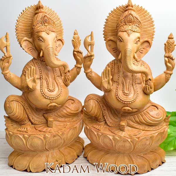 楽天市場】ガネーシャ 木彫り 置物□インド産カダムウッド□【約965g