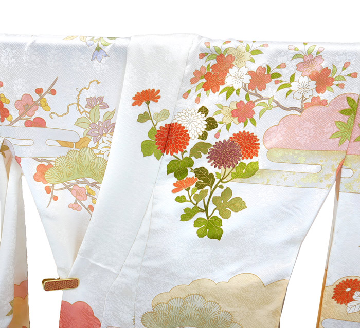 楽天市場】決算セール 藤井寛 手描京友禅 正絹振袖 花車 f-464 白地