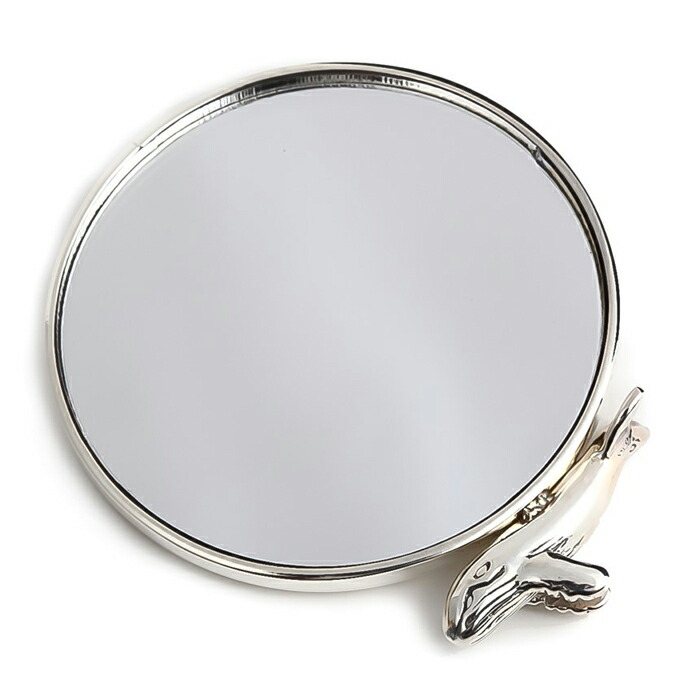 銀製 シルバー950 彫刻装飾 コンパクトミラー ケース付き 銀製