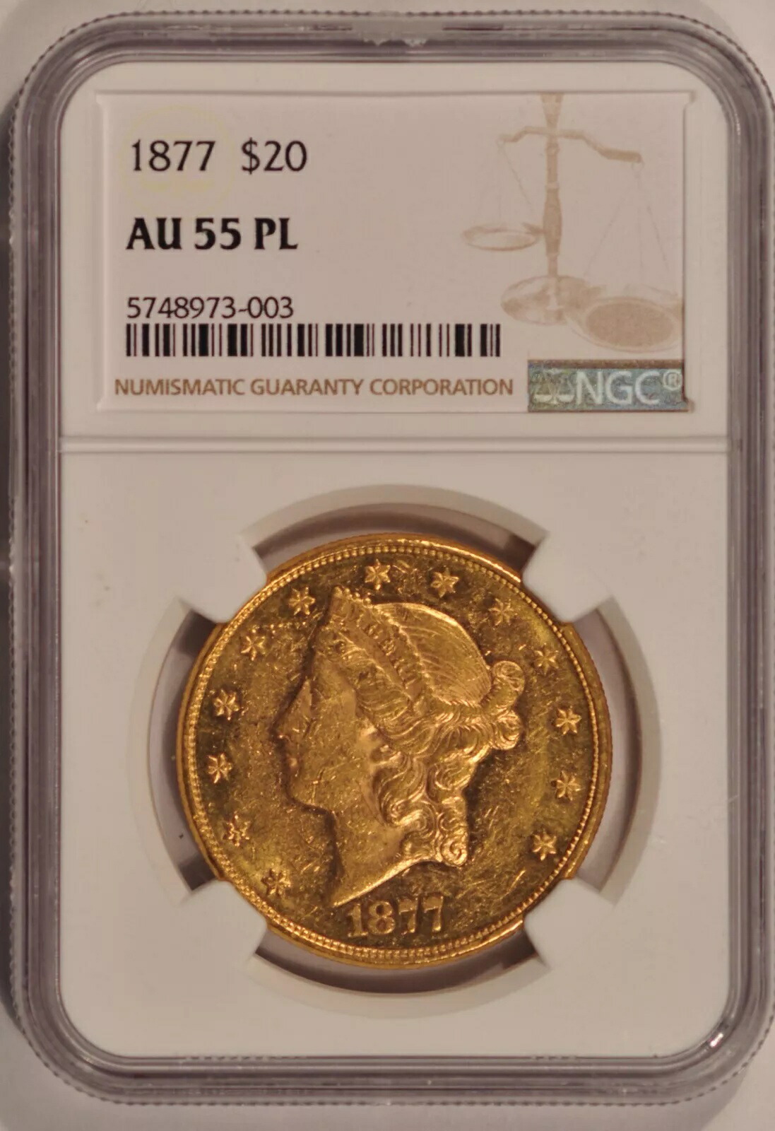 楽天市場】1877年 20ドル金貨 ダブルイーグル NGC AU55PL プルーフ状