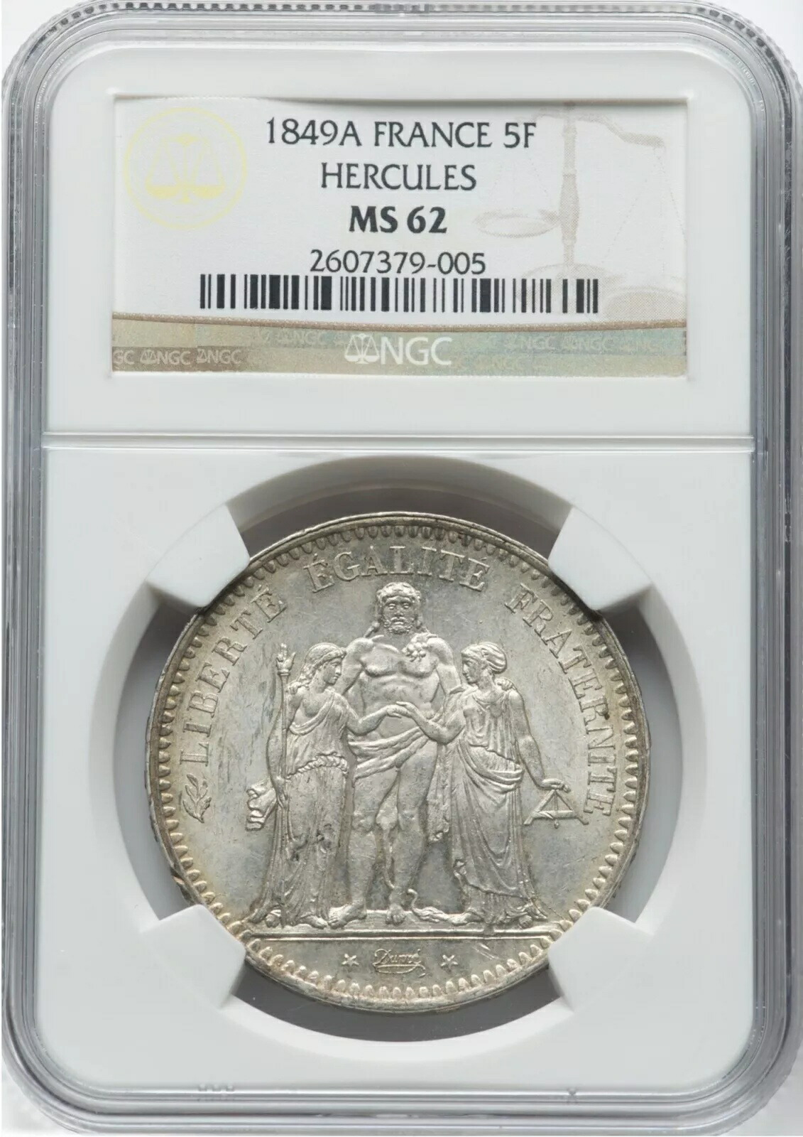 1848 フランス共和制 ESSAI 試鋳貨 5フラン MS62 NGC ホワイトメタル