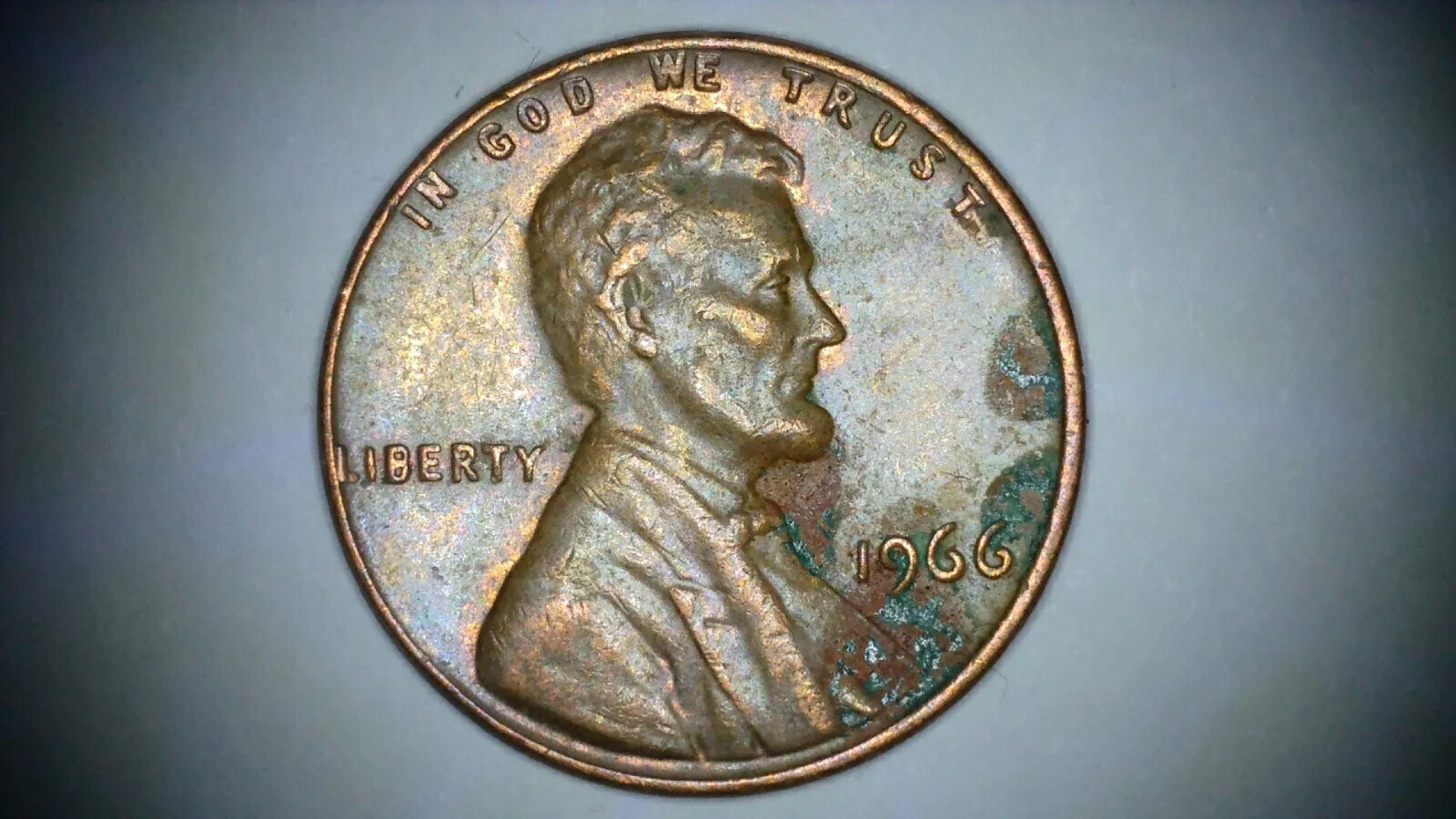 1966年 リムにミントマークLなし リンカーン記念 1セント