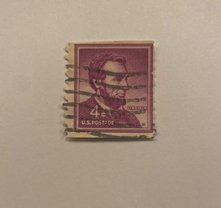 米国エイブラハム・リンカーン4セント使用済切手