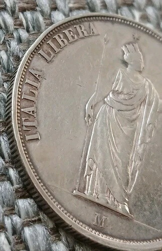 招*@様 1848年イタリア ミラノ ロンバルディア革命臨時政府 5リラ銀貨