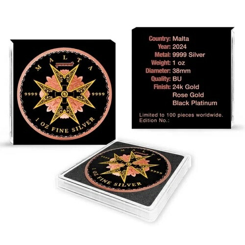 楽天市場】2024 1オンス マルタ マルタ十字 ローズゴールド ブラック