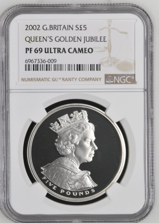 2002 ゴールデンジュビリー 馬上の女王 P50銀貨 NGC PF69UC 2002