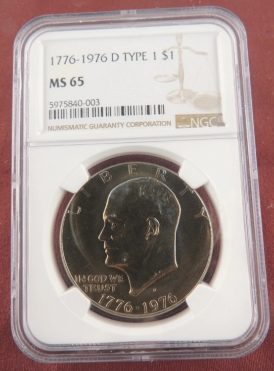 1976-D NCG MS65 $1 タイプ 1 アイク ドル