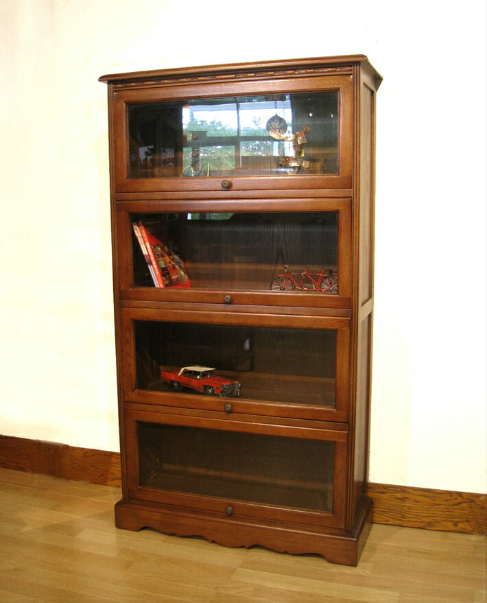 英国アンティーク木製ブックケースキャビネット/本棚/食器棚/飾り棚(91