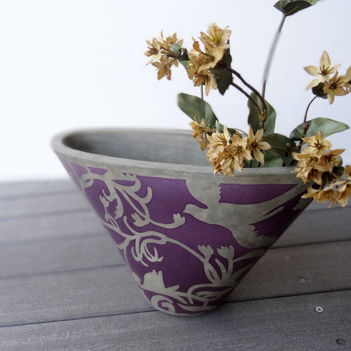 楽天市場】花瓶 花びん 陶器 おしゃれ 北欧 テラコッタ パープル 陶器