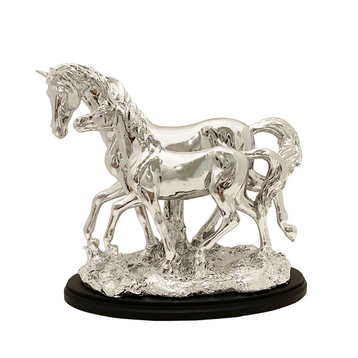 楽天市場】馬の置物 置物 馬 うま 親子 子馬 ホース シルバー 風水