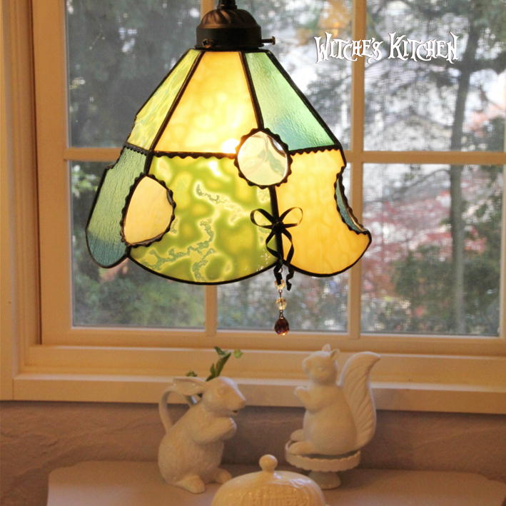 プラグつきpetitバブルガラスペンダントランプグリーン系オーダー