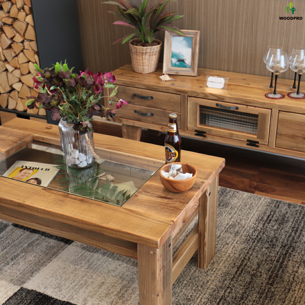 足場板古材ローテーブルコーヒーテーブルハンドメイド