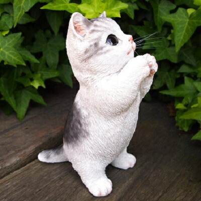楽天市場】猫の置物 子猫のお願い サバトラ 041QB キャット