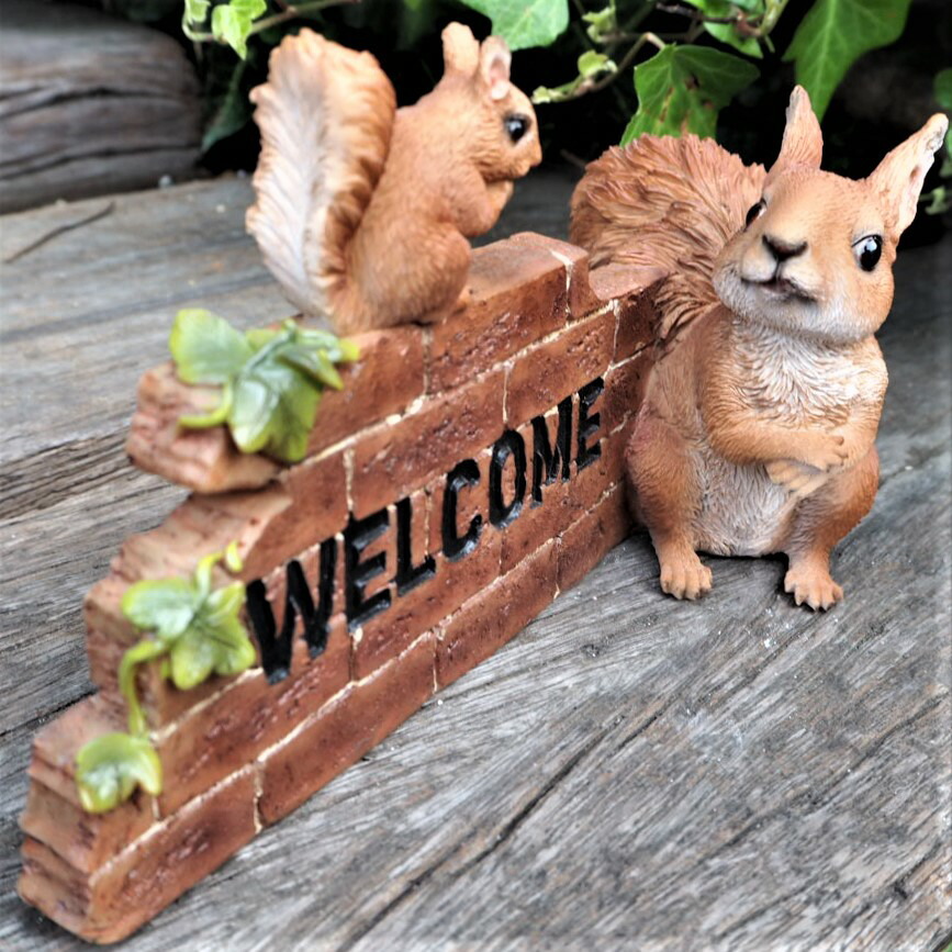 楽天市場】りすの置物 リスのウエルカム リスの親子 B235QY 動物